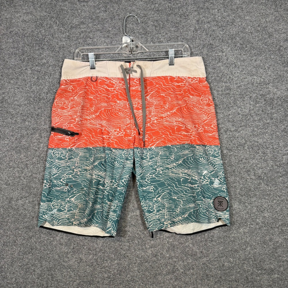 Roark Revival The Savage‎ Swim Trunks Mens 36 Orange Blue Lightweight Pocket